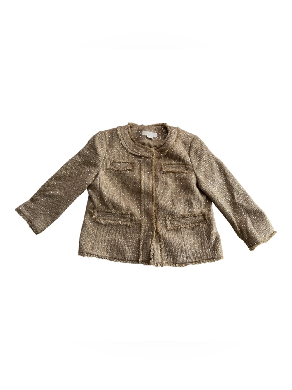 Micheal Kors Metallic Tweed Jacket - Gold